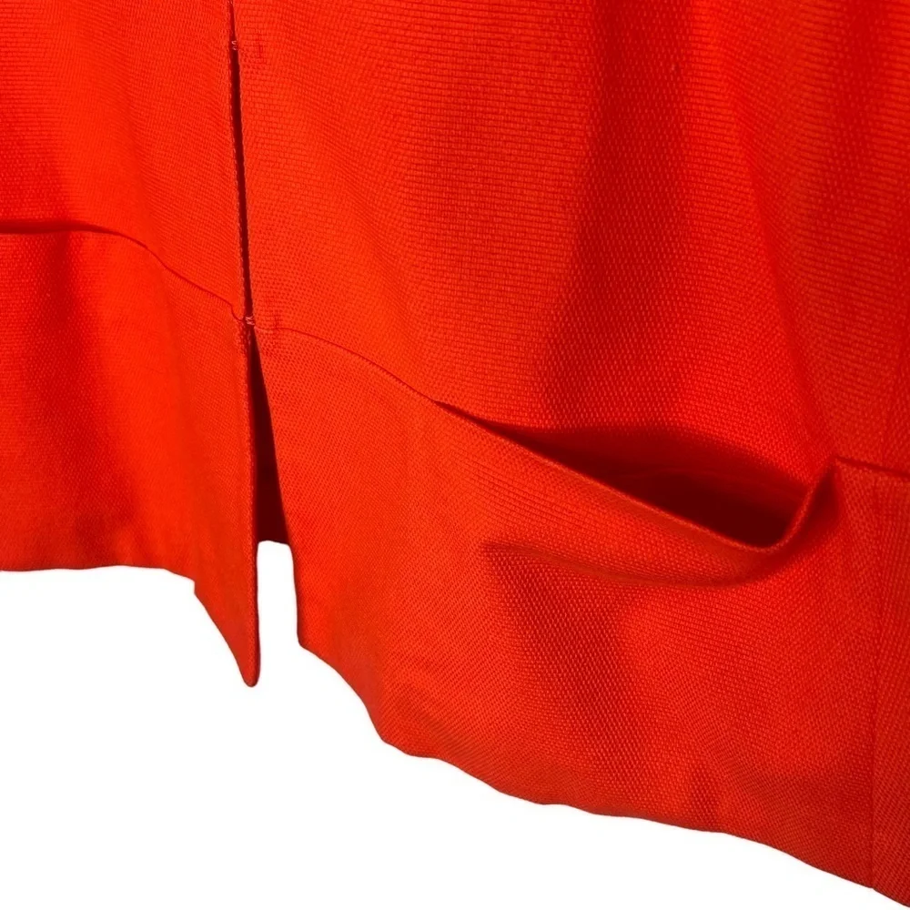 Lafayette 148 Orange 3/4 Sleeve Blazer Jacket Sz 12 Hook Closure Cotton Tailored